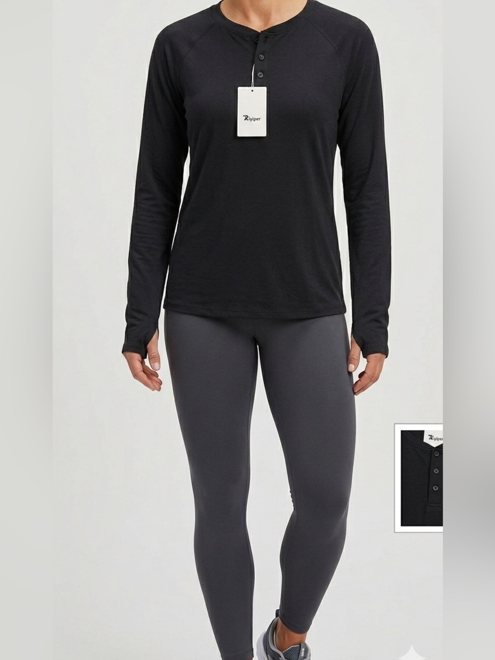 Riyiper Men's Black Long-Sleeve Henley Shirt NWT Size 3X